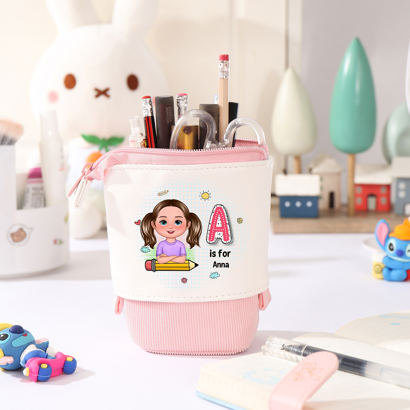 Personalised Cartoon Character Pencil Case – Custom Name Pop-Up Stationery Holder for Children-Back To School Gift For Boys/Girls | Jessemade