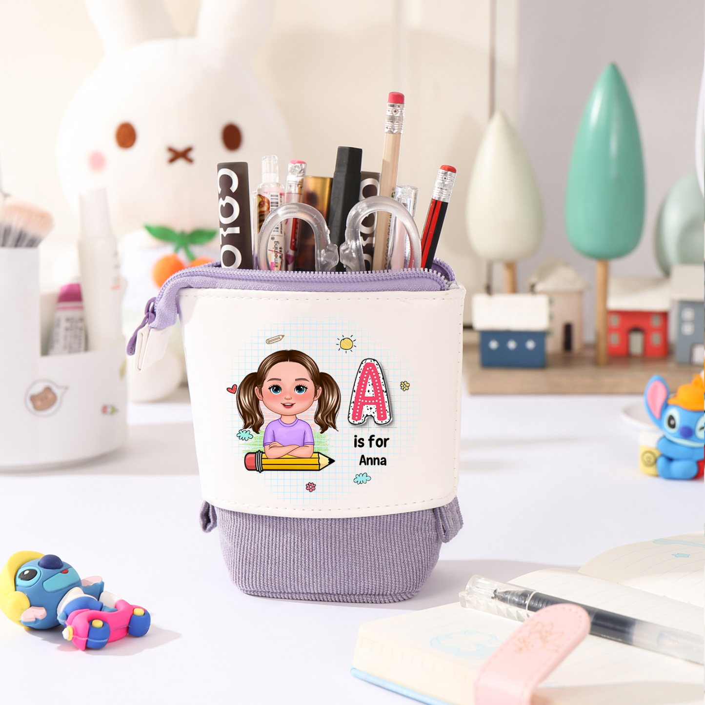 Personalised Cartoon Character Pencil Case – Custom Name Pop-Up Stationery Holder for Children-Back To School Gift For Boys/Girls | Jessemade