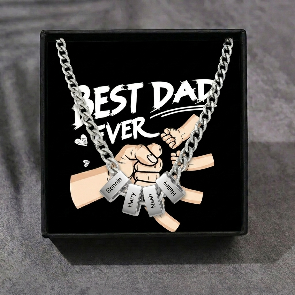 Personalised Curb Chain Necklace with 1-6 Names for Men