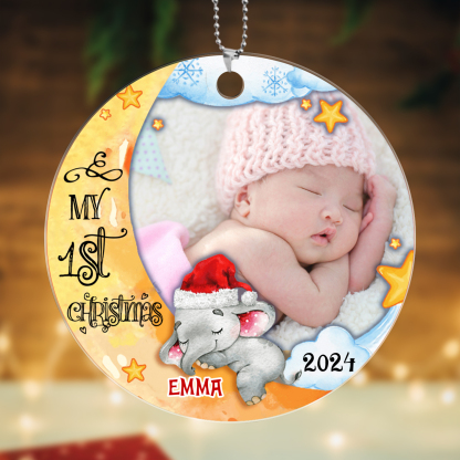 Personalised Name And Photo Baby First Christmas Ornament-Custom Wooden Christmas Ornament For Kids