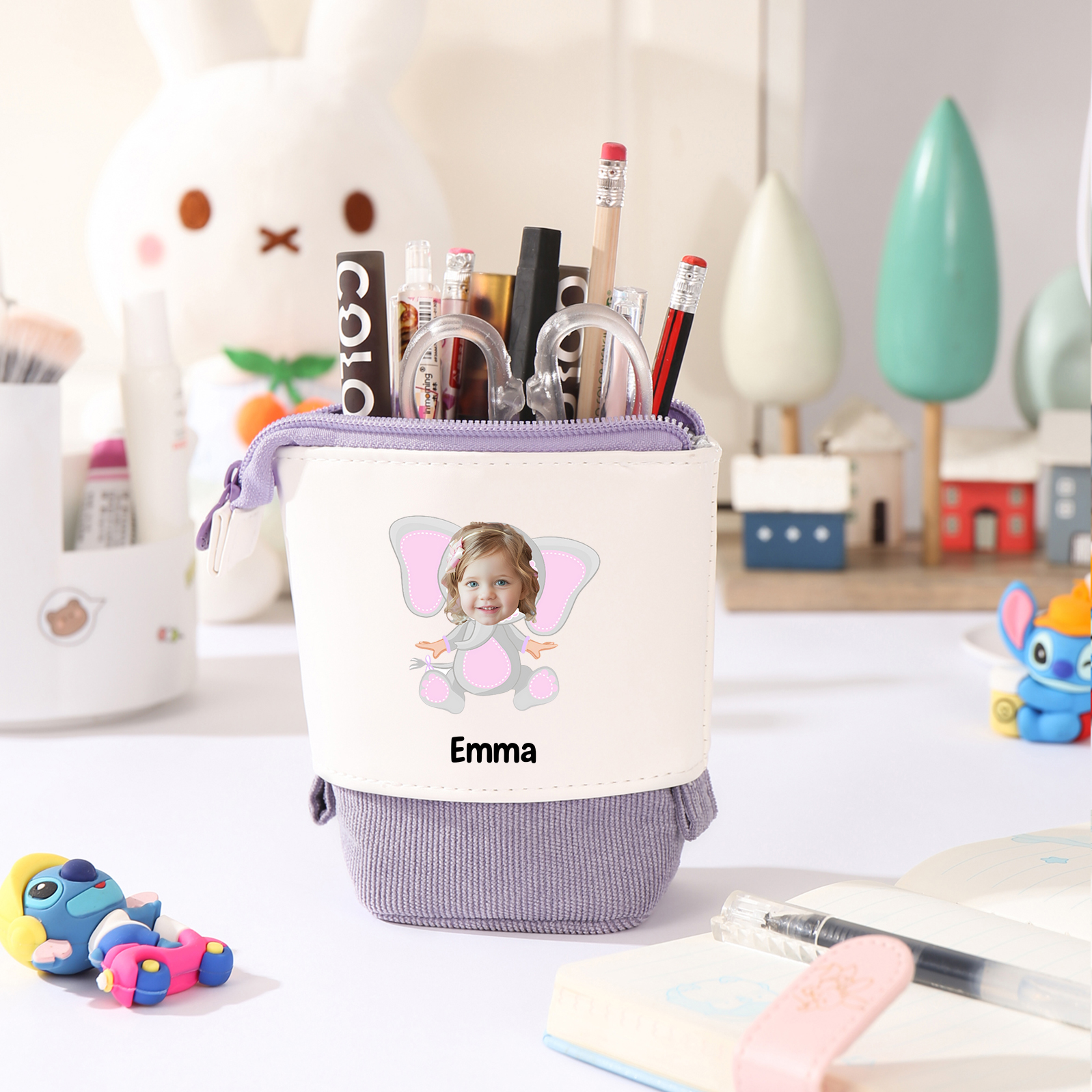 Personalised Pencil Case with Custom Name and Photo – Custom Animal Design Multi-Colour Options | Jessemade