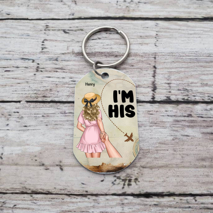 Personalised Couple Keyring – “I’m His & I’m Her” Design, Customised 2 Figures & Names, Valentine’s Day Gift for Him/Her | Jessemade