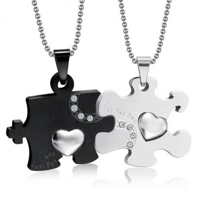 Just For You Couple Matching Necklace Puzzle Heart Necklace Valentines Day Gifts  for Women Men