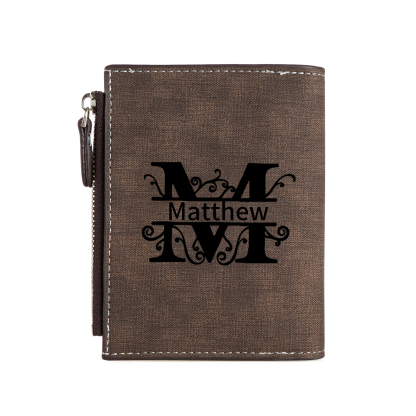 Trifold Wallet Customized Photo, Name and Letters Wallet Personalised Leather Letters Wallet Mens Gift For Him