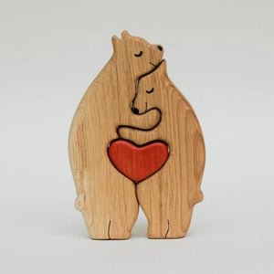 Personalised Wooden Bears Family Puzzle Custom 2 Names Gifts for Family