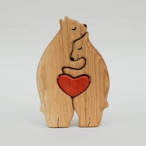 Personalised Wooden Bears Family Puzzle Custom 2 Names Gifts for Family