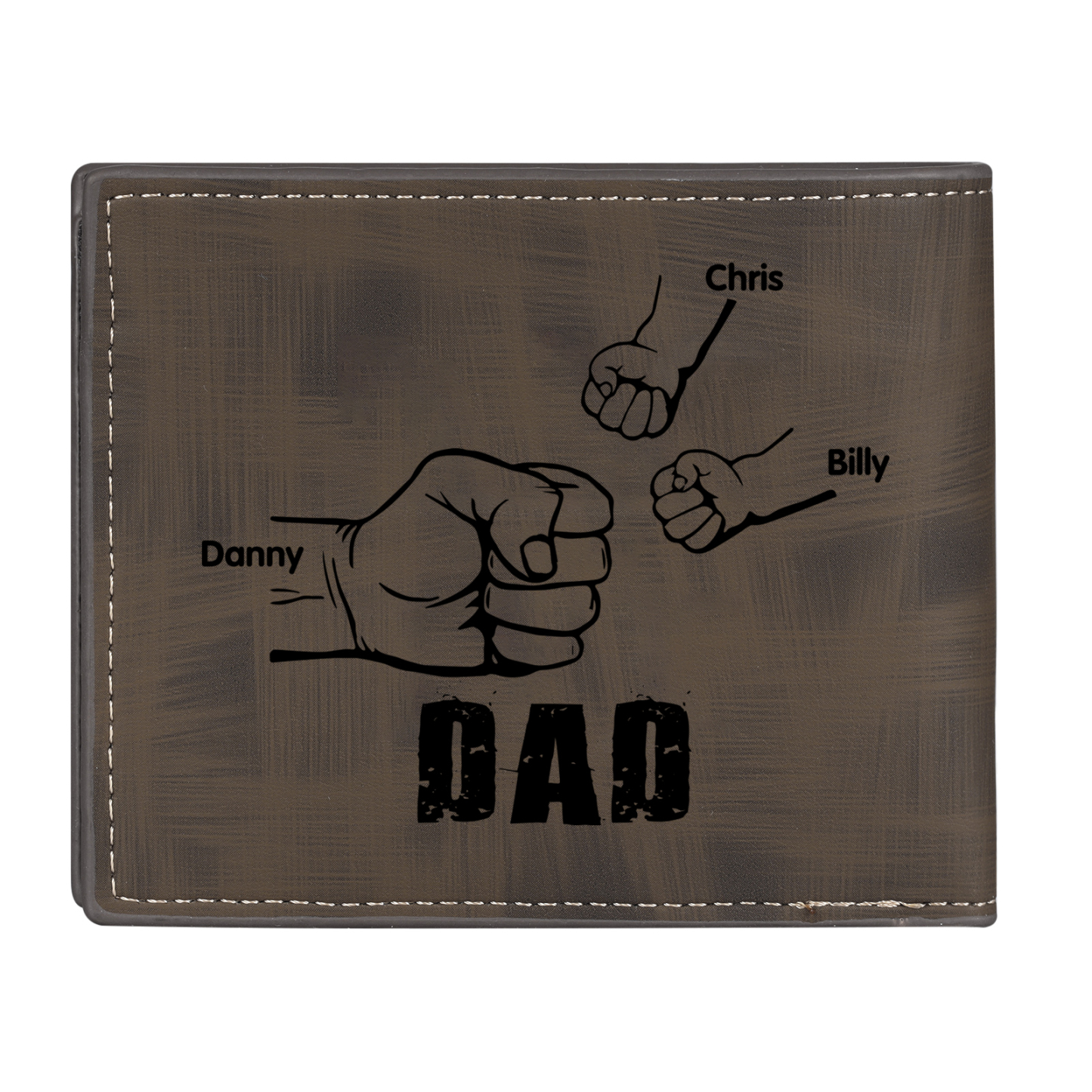 3 Names - Personalised Photo Custom Leather Men's Wallet as a Father's Day Gift for Dad