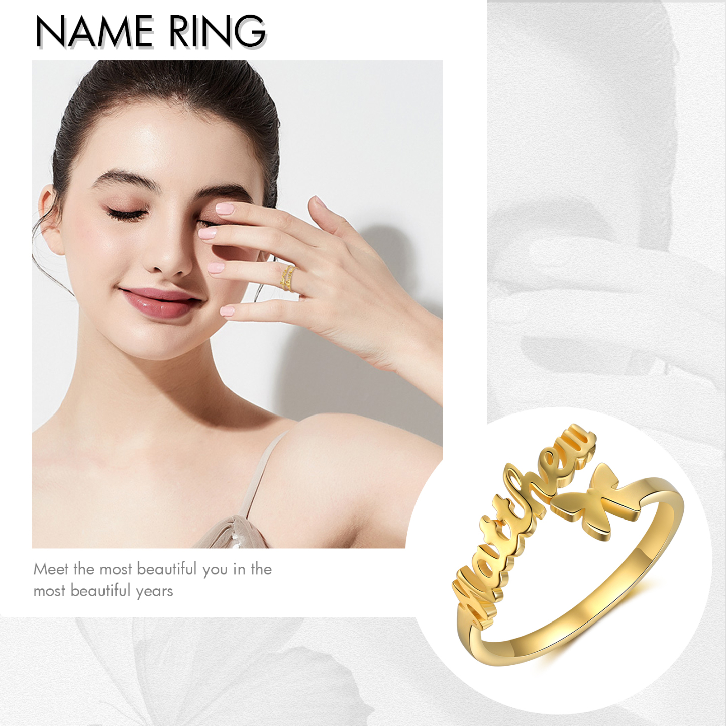 Personalised Butterfly Ring Custom 1 Names Best Gift For Women