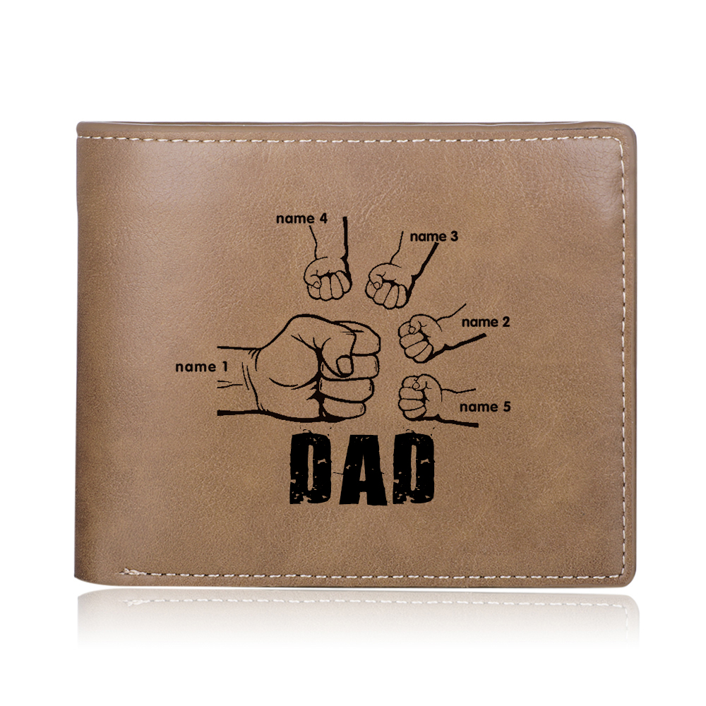 Personalised 5 Names Gift Set Custom Wallet & Bracelet & Keychain Gift Box Set Father’s Day Gifts