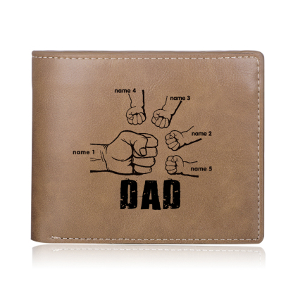 Personalised 5 Names Gift Set Custom Wallet & Bracelet & Keychain Gift Box Set Father’s Day Gifts