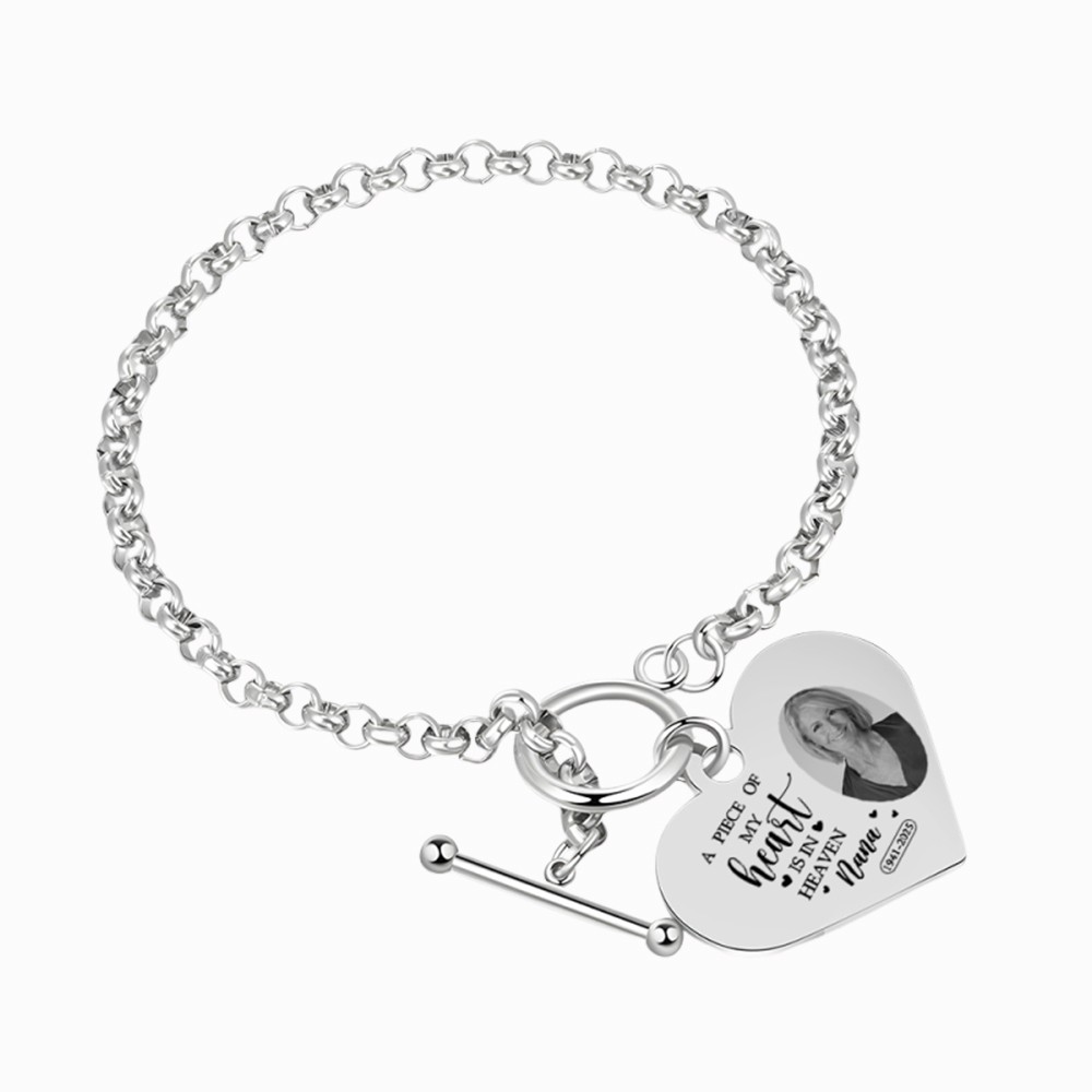 Memorial Heart Bracelet - A piece of my heart is in Heaven