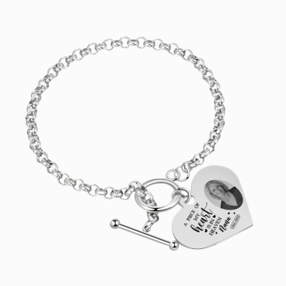 Personalised Heart Photo and Name Bracelet, Tribute Gift | Jessemade