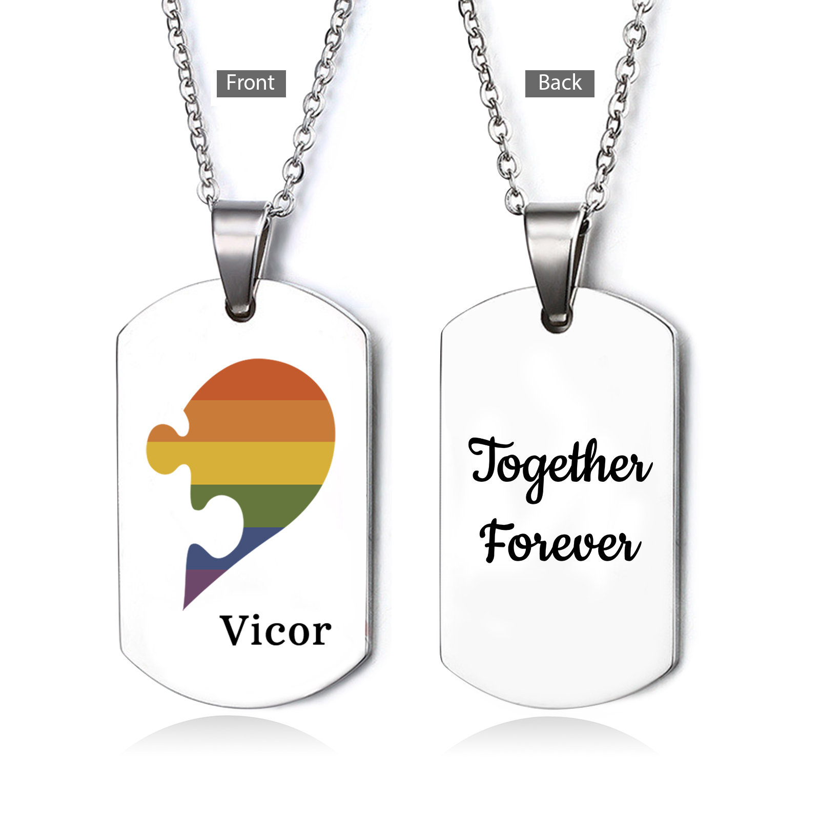 Personalised Text Puzzle Couple Necklace Custom Matching Couple Gifts, Special Gift For Him/Her