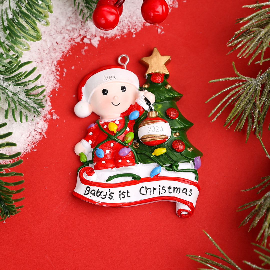 Personalised Baby Christmas Xmas Tree Decoration Ornament-Custom Name And Date Hanging Ornament Gifts For Baby's First Christmas
