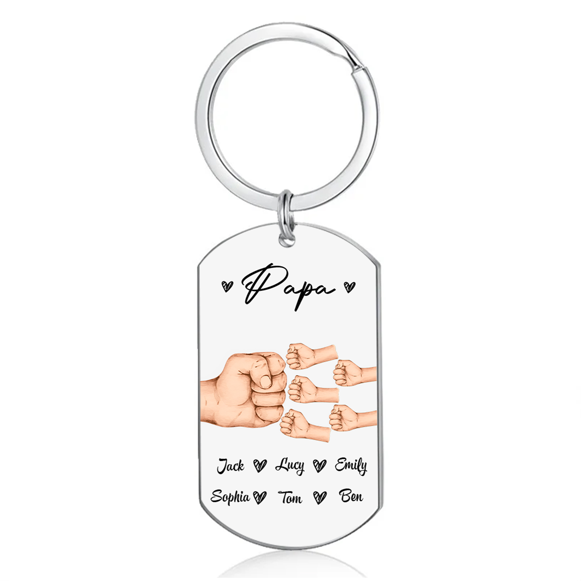 6 Names - Personalised Custom Fist Bump Keyring Gift Custom Name for Dad