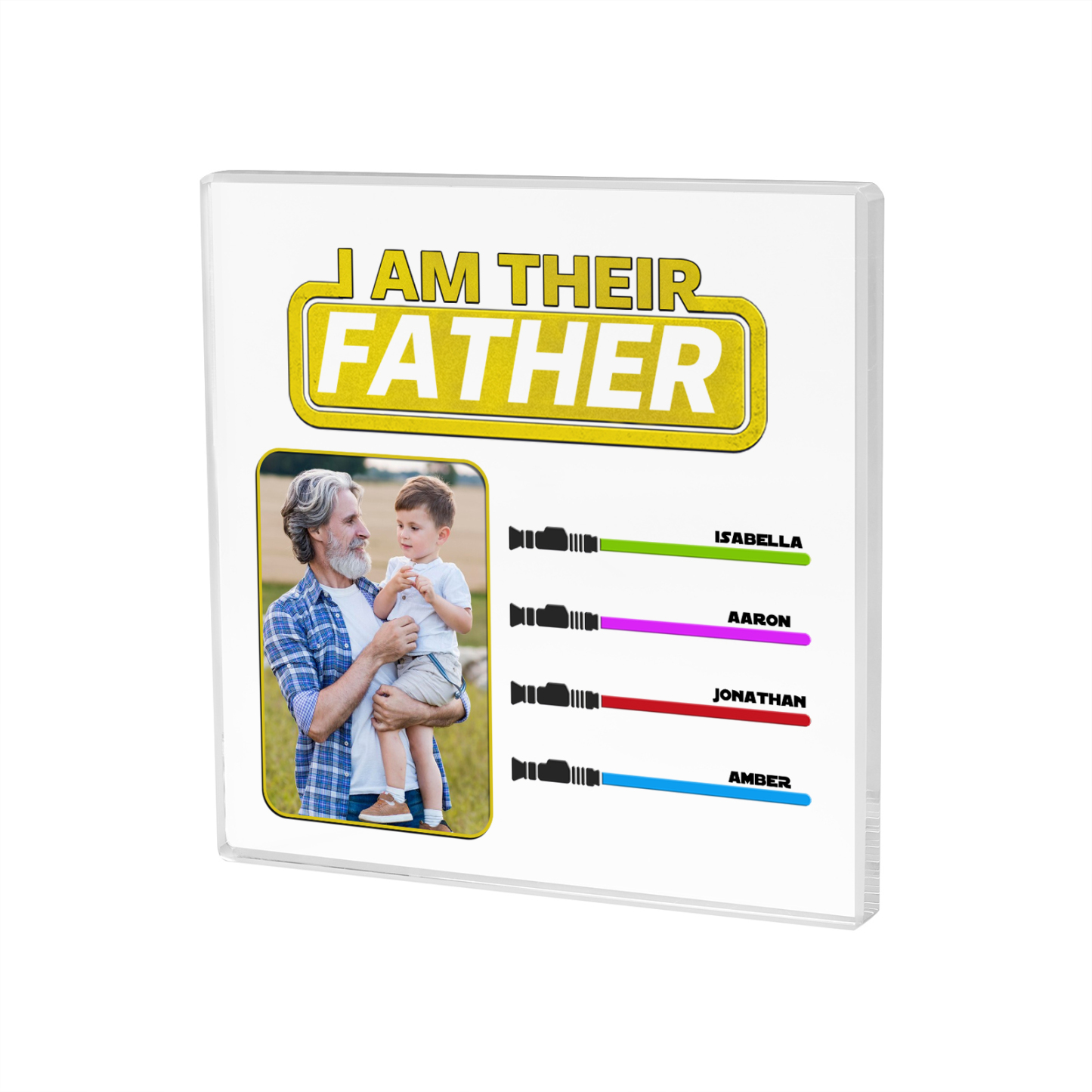 4 Names - Personalised Custom Name & Photo Acrylic Ornament - I AM THEIR FATHER- Father's Day Gift for Dad