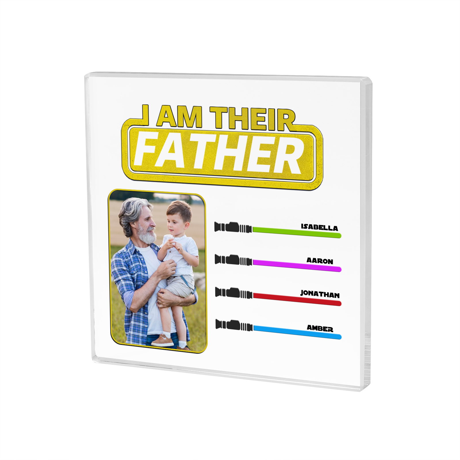 4 Names - Personalised Custom Name & Photo Acrylic Ornament - I AM THEIR FATHER- Father's Day Gift for Dad