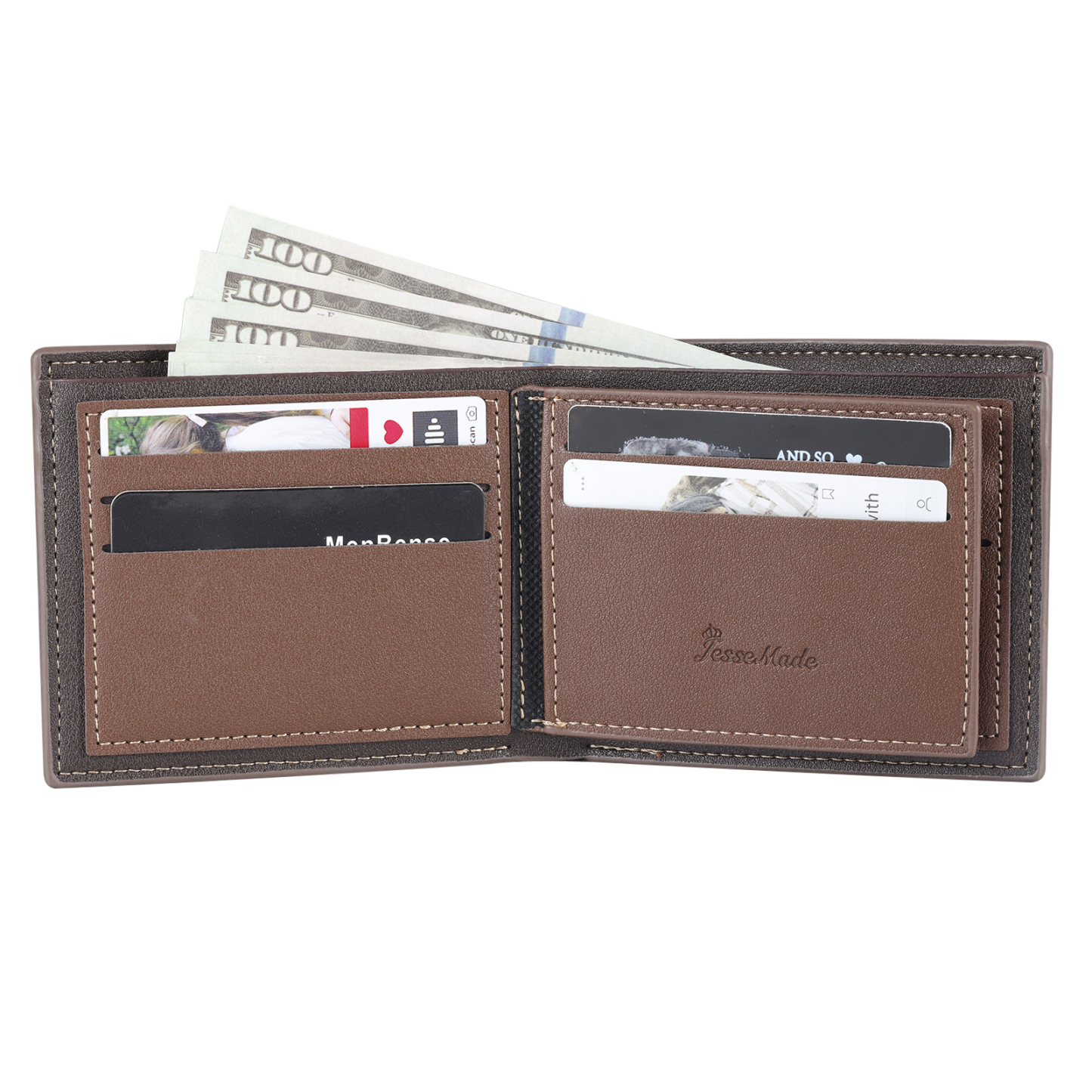 3 Names - Personalised Photo Custom Leather Men's Wallet as a Father's Day Gift for Dad