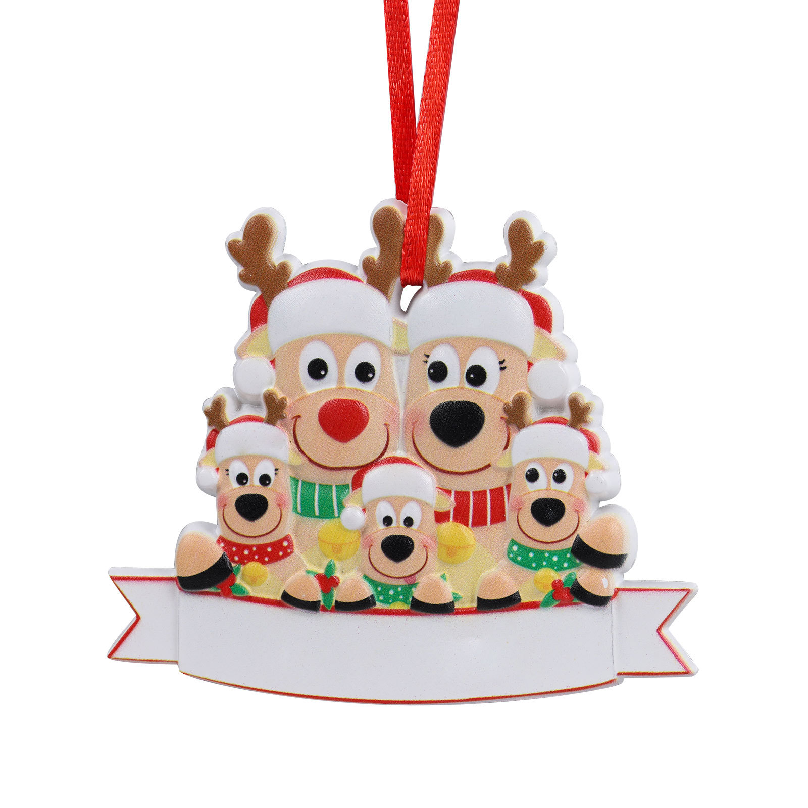 5 Names-Personalised Family Christmas Antlers Resin Ornament-Custom 5 Names Hanging Christmas Ornament Gifts For Family