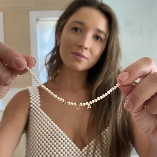 Personalised Pearl Necklace Custom 1 Name Necklace Gift For Her | Jessemade
