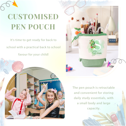 Personalised Pencil Case Custom Name & Letter & Birthday Flower Pen Pouch Back To School Gift for Kids