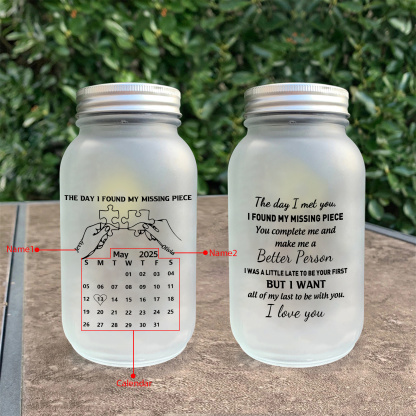 Personalised Puzzle Couple Solar Mason Jar