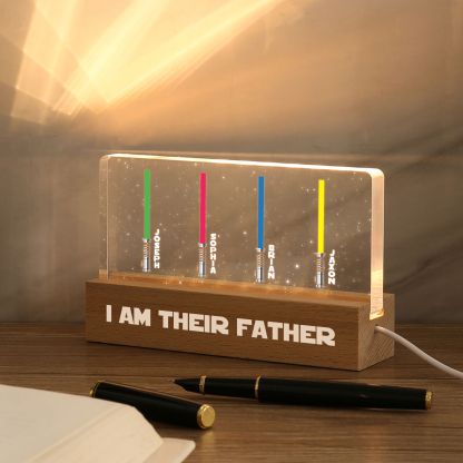 Personalised Star Wars Logo Father's Day Gift - I'm Their Dad - Table Lamp with 4 Names