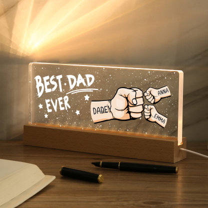 3 Names - Personalised Fist Bump Lamp - Best Dad Ever - Father's Day Gift for Dad