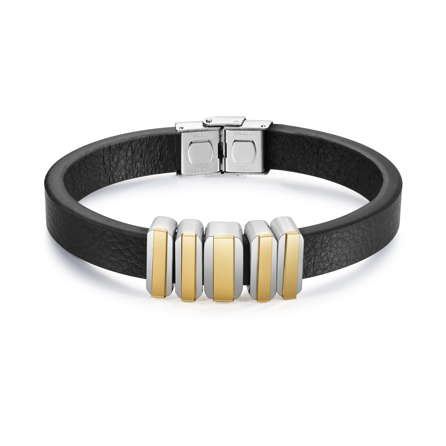 5 Names Personalised Stainless Steel Leather Bracelet Engraved Name Men's Bracelet Gift for Dad