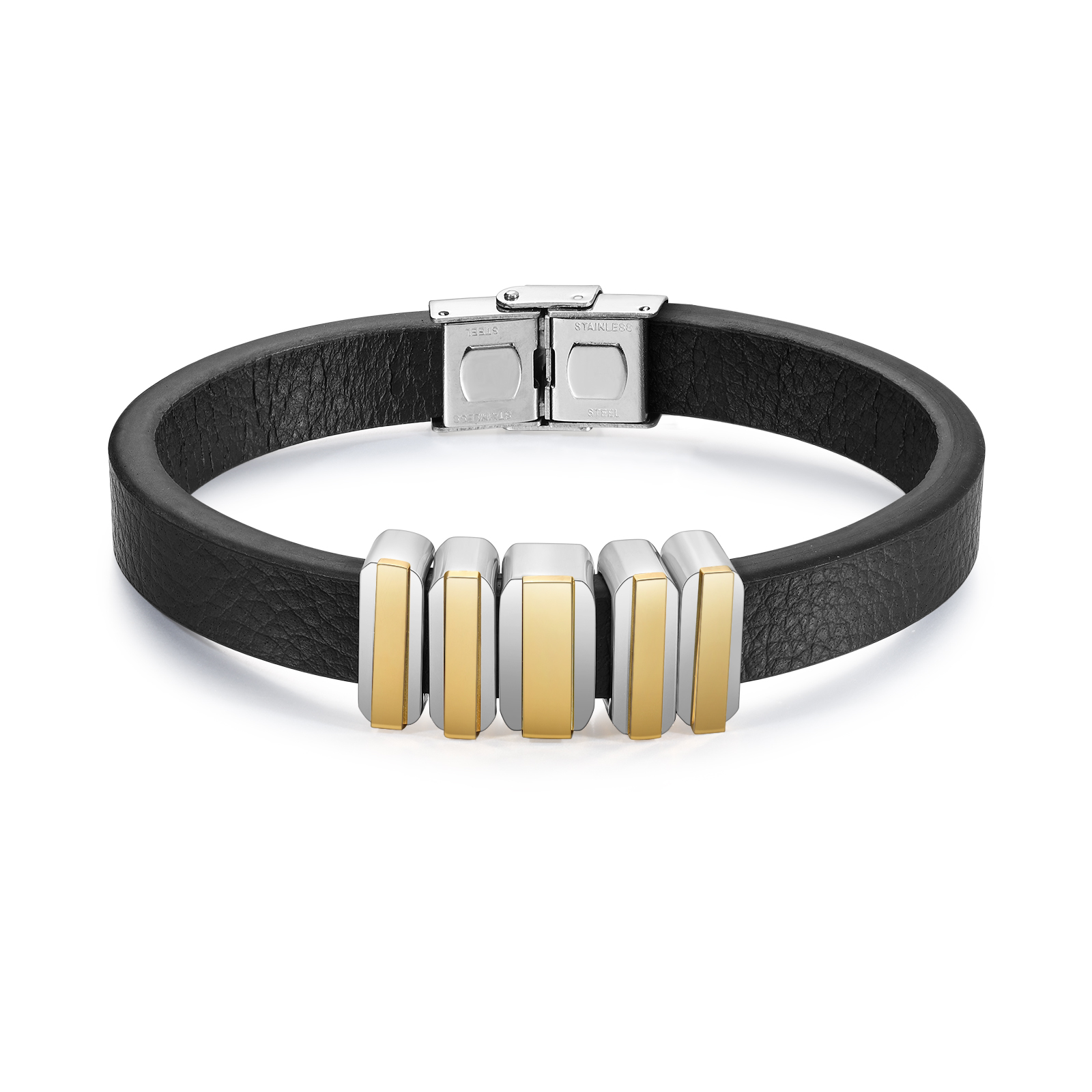 5 Names Personalised Stainless Steel Leather Bracelet Engraved Name Men's Bracelet Gift for Dad