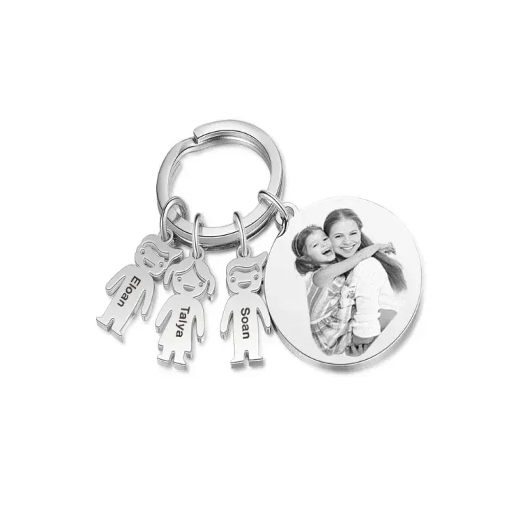 Personalised 1-5 Kid Charms Keyring For Family