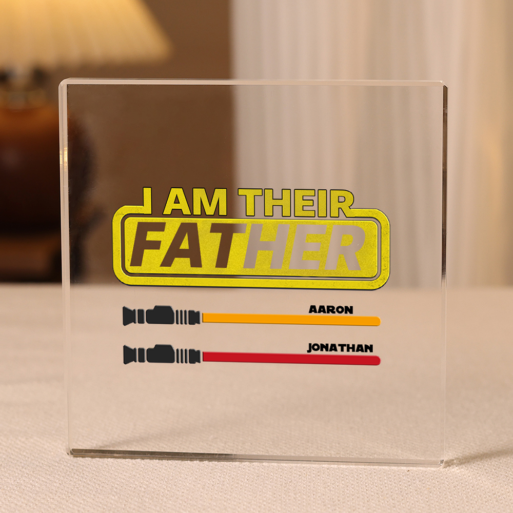 2 Names - Personalised Gun Pattern Family Acrylic Keepsake Customized Name Acrylic Home Decor Gift for Dad