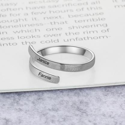 Personalised Name Rings Engraved 2 Names Adjustable Ring Gift for Her