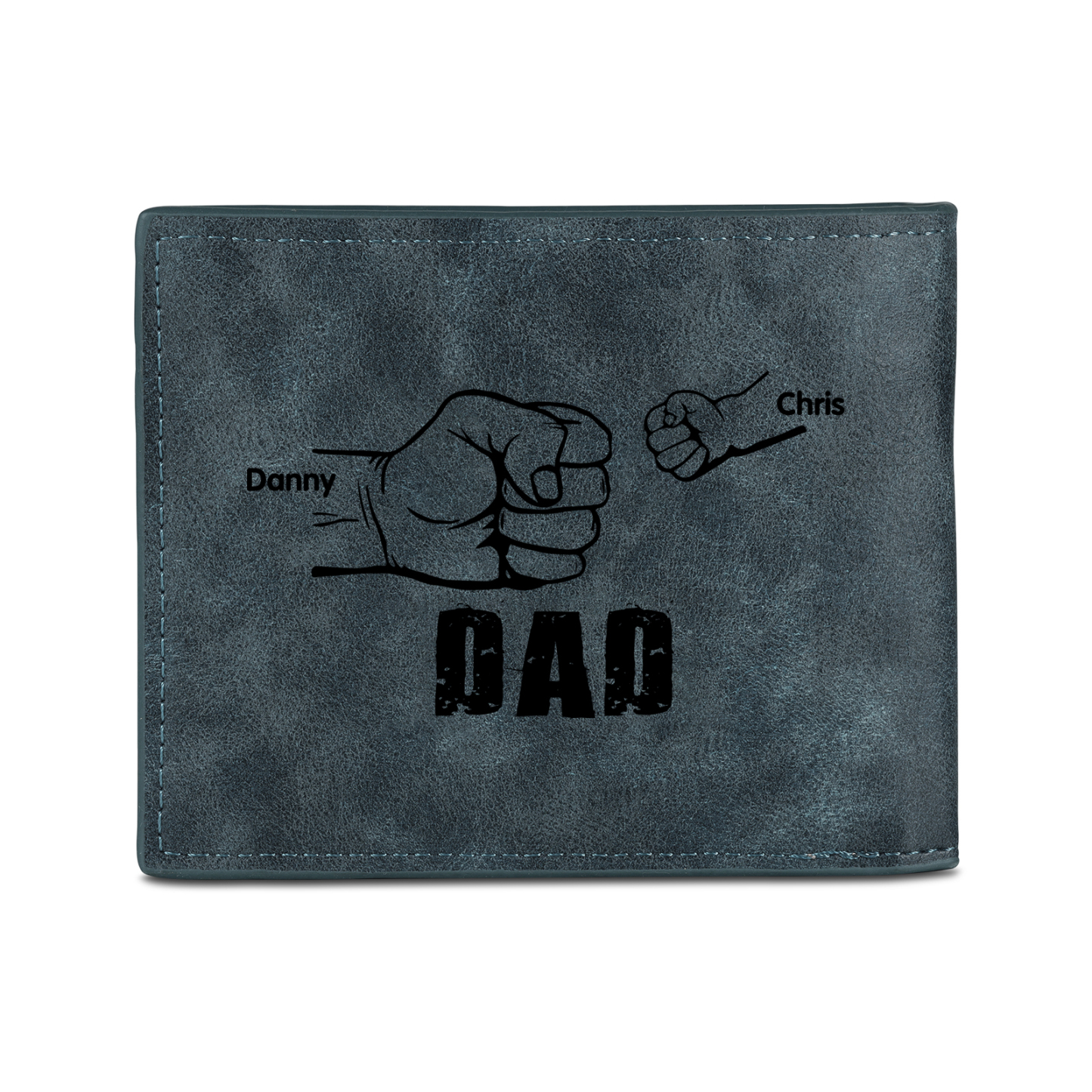 2 Names - Personalised Photo Custom Leather Men's Wallet as a Father's Day Gift for Dad