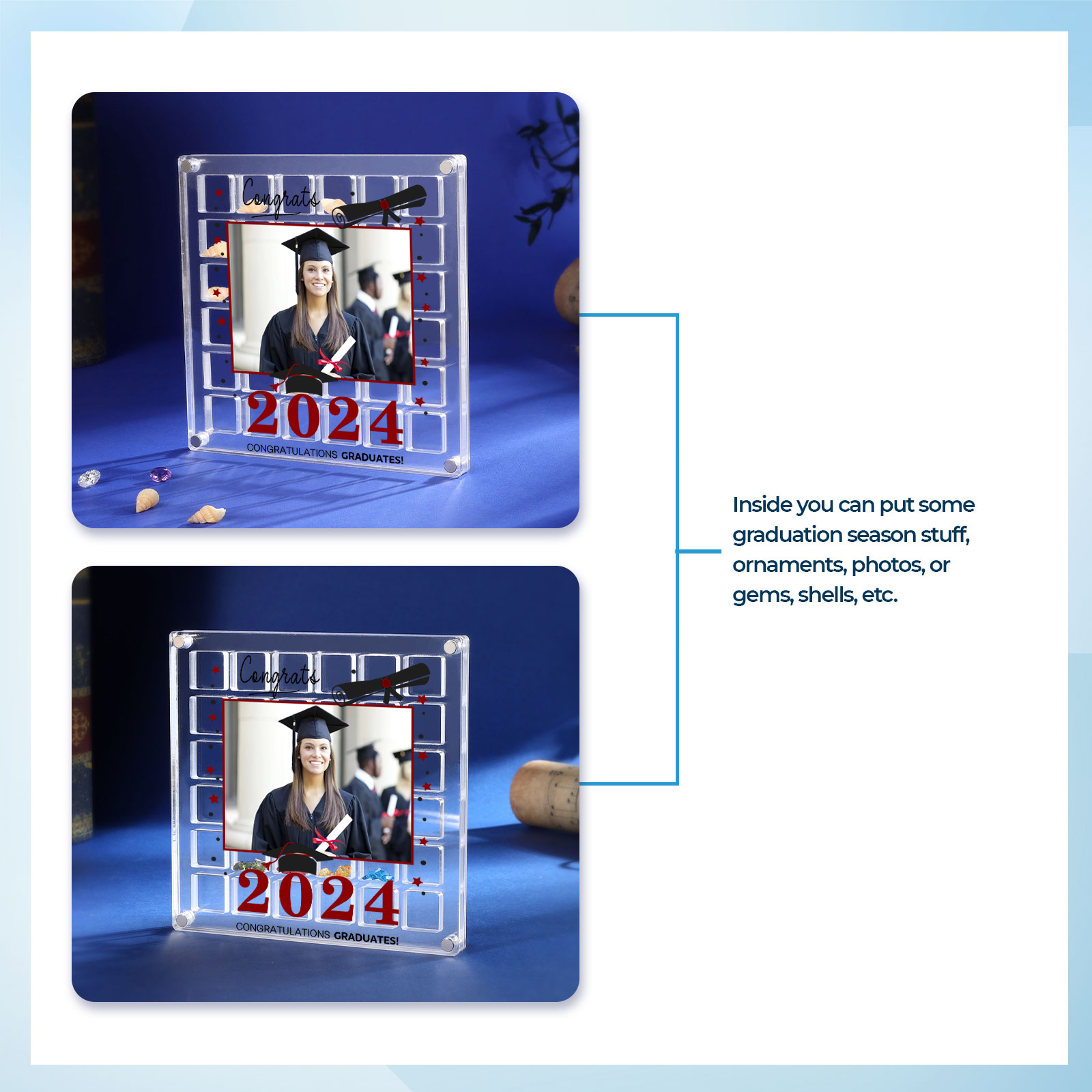 Personalised Acrylic Graduation Gift, Customized Photo、Date and Text Acrylic Ornament Gift For Her/Him