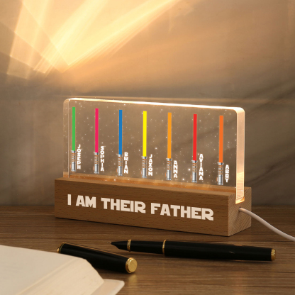 Personalised Star Wars Logo Father's Day Gift - I'm Their Dad - Table Lamp with 7 Names
