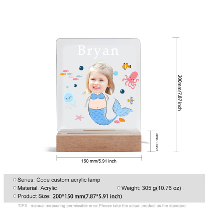 Personalised Photo & Name Acrylic Exquisite Pattern Night Light, A Gift For Children