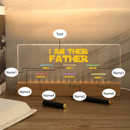 6 Names-Personalised Star Wars Logo Table Lamp-I am their dad-Father's Day Gift For Dad