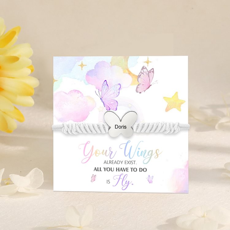 Butterfly Adjustable Bracelet Custom Name Bracelet Gift for Daughter Granddaughter - Your Wings Always Exist, All You Have To Do Is Fly
