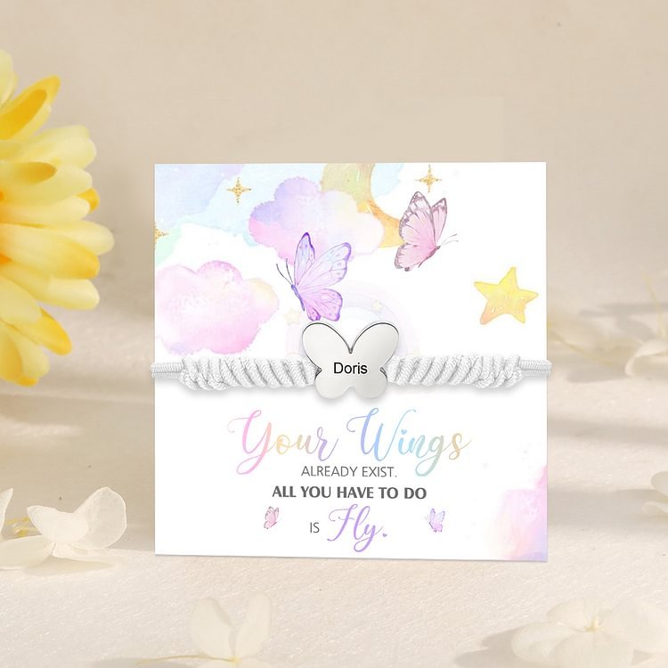 Butterfly Adjustable Bracelet Custom Name Bracelet Gift for Daughter Granddaughter - Your Wings Always Exist, All You Have To Do Is Fly