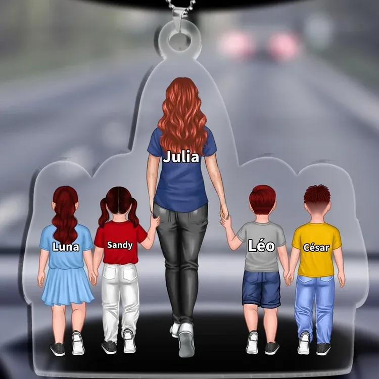 Personalised Family Hanging Ornament Custom 2–9 Names Keyring Acrylic Pendant Gift for Dad/Mum