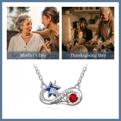 Personalised July Birthflower Necklace With Birthstone Gift For Women