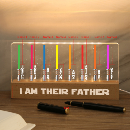 Personalised Star Wars Logo Father's Day Gift - I'm Their Dad - Table Lamp with 8 Names