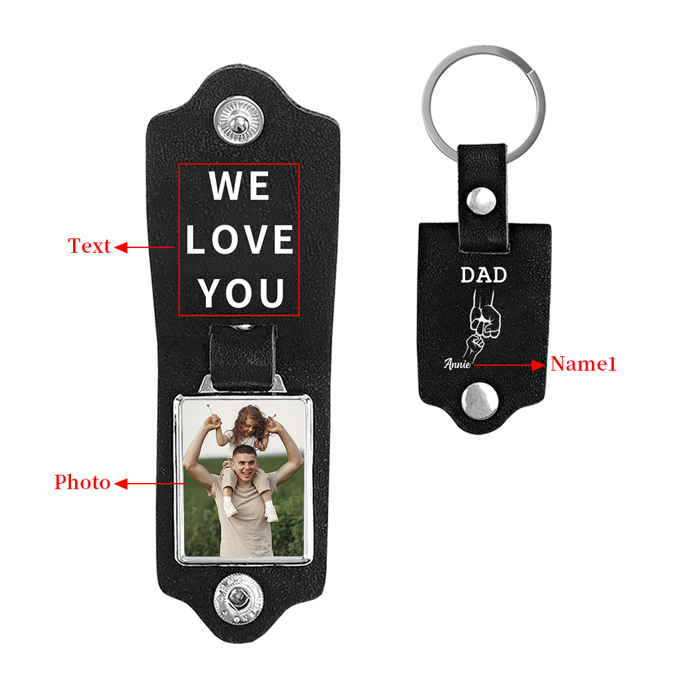 1 Name - Personalised Custom Photo Text Keyring Gift Custom Name for Dad