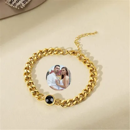 Cuban Chain Men's Bracelet Personalized Projection Bracelet Custom Photo Love Style Gifts for Men