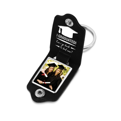2024 Graduation Gifts - Personalised Name Flip Leather Keyring Customized Photo Keyring Gift for Her/Him