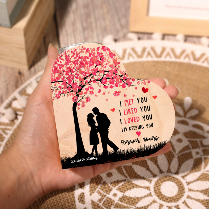 2 Names-Personalised Love Couple Heart Candle Holder-I loved You-Wooden Candlesticks Valentines Gift