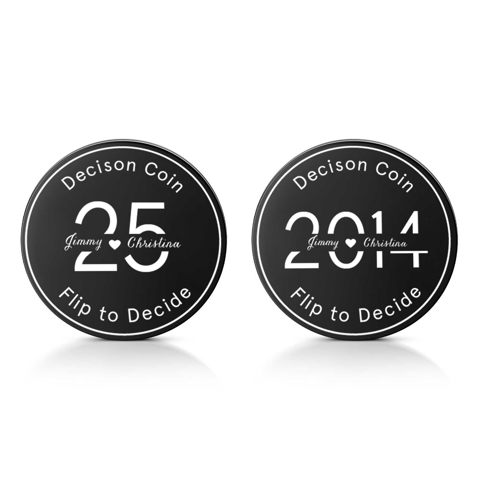 2 PCS Personalized Name Stainless Steel Anniversary Coin Custom Text And Year Special Gift