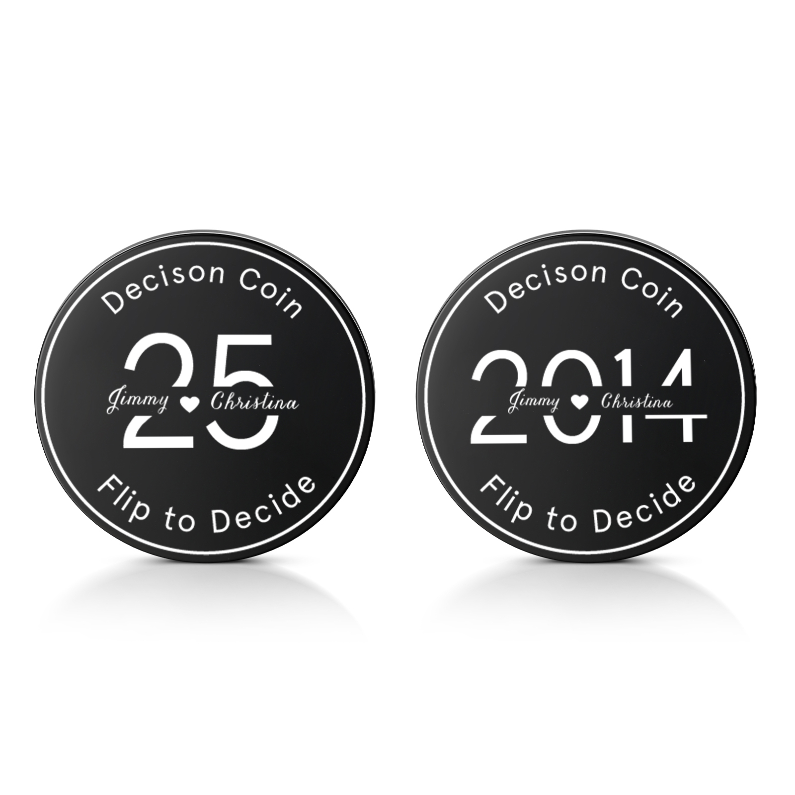 2 PCS Personalized Name Stainless Steel Anniversary Coin Custom Text And Year Special Gift