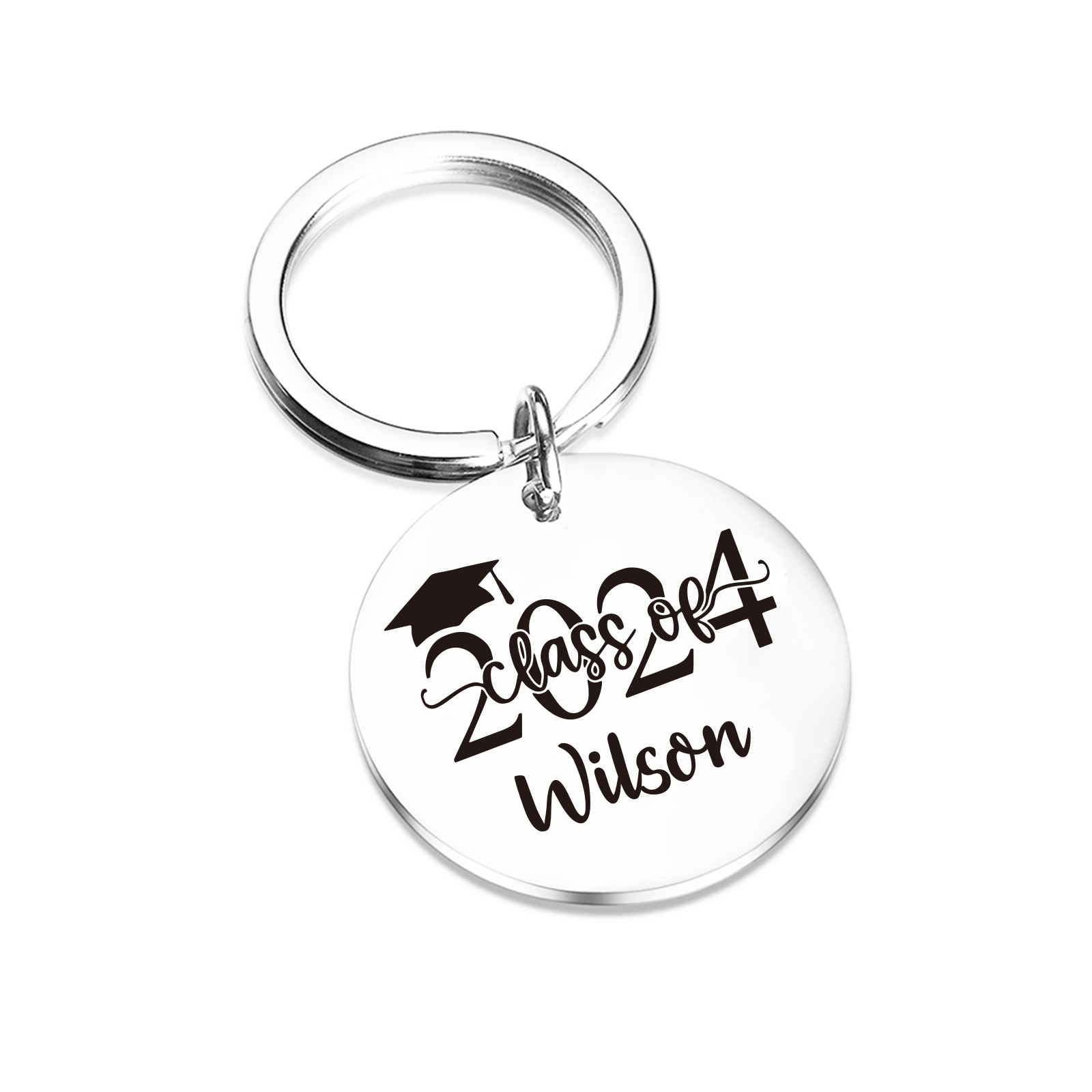 Personalised Name & Text Exquisite Round Graduation Keyring Gift For Her/Him
